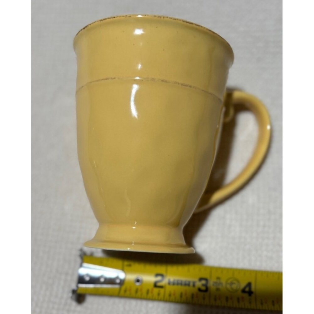 (3) Pier 1 Martillo Mango Yellow Coffee Mug Pedestal Farmhouse Stoneware Cups - Picture 4 of 5
